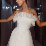 Marietha Organza Frill Maxi Wedding Dress White