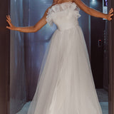 Marietha Organza Frill Maxi Wedding Dress White