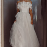 Marietha Organza Frill Maxi Wedding Dress White