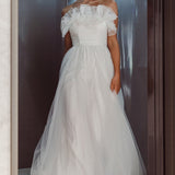 Marietha Organza Frill Maxi Wedding Dress White
