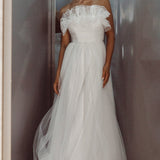 Marietha Organza Frill Maxi Wedding Dress White