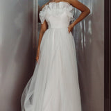 Marietha Organza Frill Maxi Wedding Dress White