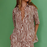 Just A Hunch Button Shirt Zebra Brown