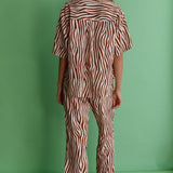 Just A Hunch Button Shirt Zebra Brown