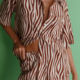 Just A Hunch Button Shirt Zebra Brown