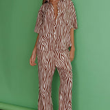 Just A Hunch Button Shirt Zebra Brown