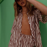 Just A Hunch Button Shirt Zebra Brown