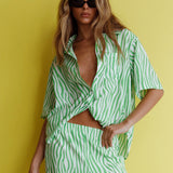Just A Hunch Button Shirt Zebra Green