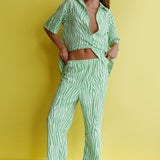 Just A Hunch Button Shirt Zebra Green