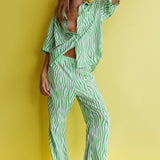 Just A Hunch Button Shirt Zebra Green
