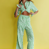 Just A Hunch Button Shirt Zebra Green