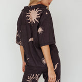 Just A Hunch Button Shirt Sun Moon Black
