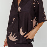 Just A Hunch Button Shirt Sun Moon Black
