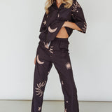 Just A Hunch Button Shirt Sun Moon Black