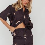 Just A Hunch Button Shirt Sun Moon Black