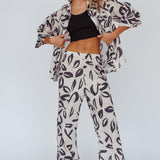 Just A Hunch Pants Leaf Print Beige