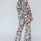 Just A Hunch Pants Leaf Print Beige