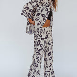 Just A Hunch Pants Leaf Print Beige