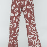 Just A Hunch Pants Leaf Print Chocolate
