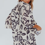 Just A Hunch Button Shirt Leaf Print Beige