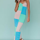 Crossroad Geometric Midi Dress Cerulean