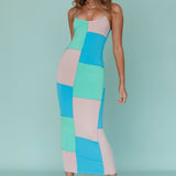 Crossroad Geometric Midi Dress Cerulean