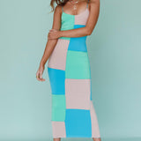 Crossroad Geometric Midi Dress Cerulean