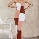 Crossroad Geometric Midi Dress Chocolate