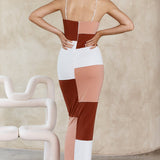 Crossroad Geometric Midi Dress Chocolate