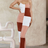 Crossroad Geometric Midi Dress Chocolate