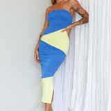 Shondra Crepe Texture Tube Dress Blue