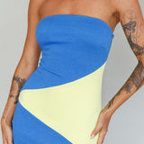 Shondra Crepe Texture Tube Dress Blue