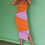 Shondra Crepe Texture Tube Dress Orange