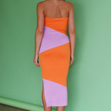 Shondra Crepe Texture Tube Dress Orange