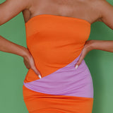 Shondra Crepe Texture Tube Dress Orange
