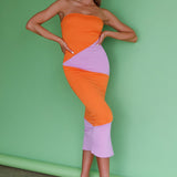 Shondra Crepe Texture Tube Dress Orange