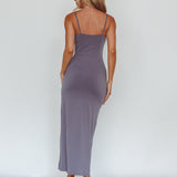 Comme Ci, Comme Ca Split Midi Dress Charcoal