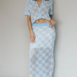 Byron Bay Crochet Maxi Skirt Blue