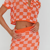 Byron Bay Crochet Buttoned Top Sunset