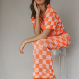 Byron Bay Crochet Buttoned Top Sunset