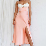Bella Mia Twist Bust Midi Dress Peach