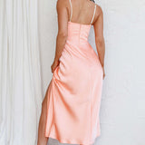 Bella Mia Twist Bust Midi Dress Peach