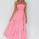 Tamzin Shirred Bodice Midi Dress Soft Pink