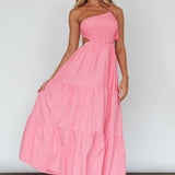 Tamzin Shirred Bodice Midi Dress Soft Pink