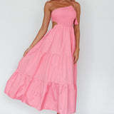 Tamzin Shirred Bodice Midi Dress Soft Pink