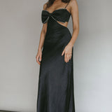 Aurelia Diamante Bow Maxi Dress Black