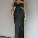 Aurelia Diamante Bow Maxi Dress Black
