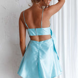 Annah Bow Accent Mini Dress Mint