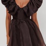 Kahlo Ruffle Neckline Mini Dress Black