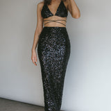 Zefa Sequin Triangle Top Black